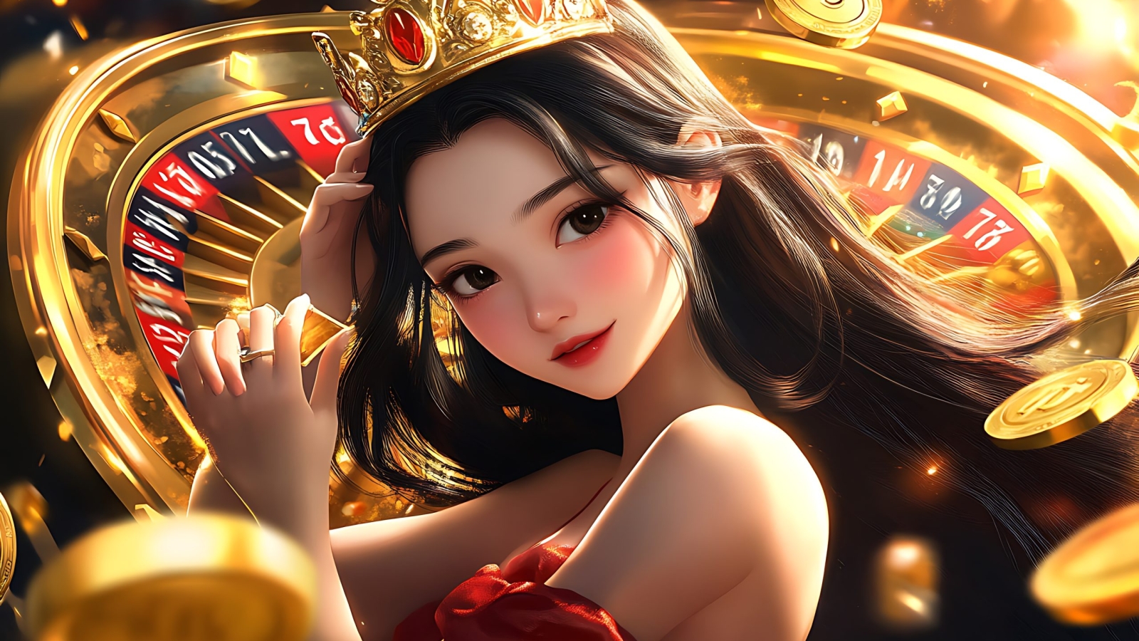 asian-girl-crown-enjoys-utopia-slot-machine-adventure